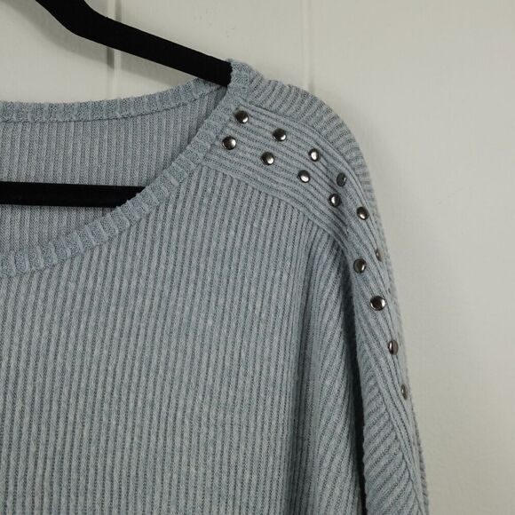 New York Laundry Dusty Blue Ribbed Sweater Metal Studs Size 2X - Picture 4 of 9